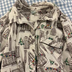 Aerie Cityscape Print Pajama Pants in Cream and Brown